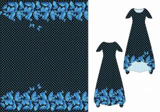 Motýl a modrý puntík - panel nejen na šaty Patricie - 158x200 cm - Ferra