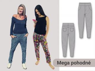 Radka (dámské baggy) Výšková skupina: 170 cm, Forma: Střih v digitální podobě (PDF) na A4 (k vytištění doma)