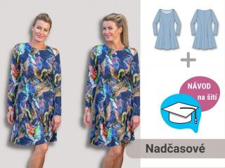 Romana | STŘIH + NÁVOD | Dámské šaty/mikinošaty Výšková skupina: 150 cm, Forma: PDF střih A4 (díly přes sebe, k vytištění doma)