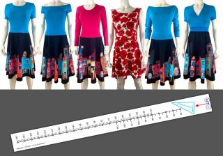 Sada pro kolové a půlkolové šaty Forma tisku: Papírový střih (díly přes sebe), Velikostní skupina: výška postavy 150 cm