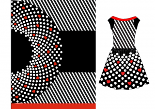 Srdce na černé na šaty s půlkolovkou - 145x190 cm - Funkční úplet Super cotton look