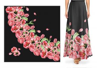 Tulipány - panel dlouhá půlkolová sukně - 145x290 cm - Silky