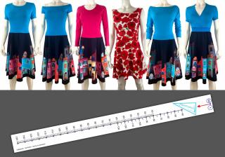 Tvoř střihy na šaty s kolovou a 1/2kolovou sukní | Kreativní sada Výšková skupina: 180 cm, Forma: Papírový střih (díly přes sebe)