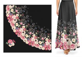 Vintage - panel dlouhá půlkolová sukně - 145x290 cm - Silky