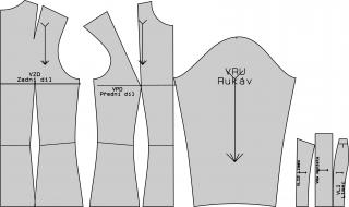 Základní střih na dámskou halenku Forma tisku: Papírový střih (díly přes sebe), Velikostní skupina: výška postavy 170 cm