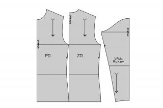 Základní střih na pánské tričko Forma tisku: Papírový střih (díly přes sebe), Velikostní skupina: výška postavy 170 cm