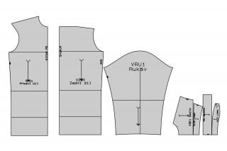 Základní střih na pánskou košili Forma tisku: Papírový střih (díly přes sebe), Velikostní skupina: výška postavy 170 cm