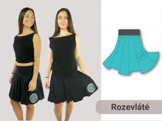 Zvonečková sukně Výšková skupina: 170 cm, Forma: PDF střih A0 (díly vedle sebe, k vytištění v copy studiu)