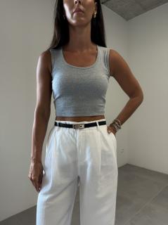 BAVLNĚNÝ CROP TOP grey Velikost: one size S/M