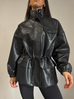 KOŽENKOVÁ BUNDA NA STAŽENÍ black Velikost: XL - 42