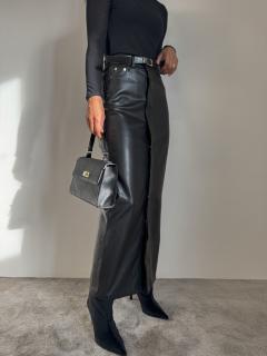 KOŽENKOVÁ MIDI SUKNĚ PROPÍNACÍ black Velikost: XS - 34