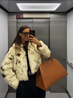 KOŽÍŠEK NA ZIP COW white/brown Velikost: S/M