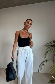 ŠIROKÉ TEPLÁKY S PRUHY white Velikost: M/L