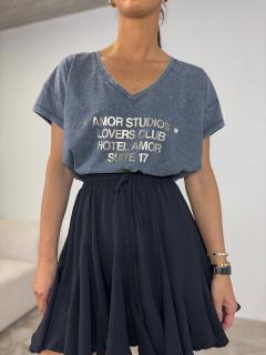 ŠISOVANÉ TRIČKO S NÁPISEM grey Velikost: one size S/M
