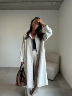 TRENCH COAT PÁNSKÝ STŘIH cream Velikost: one size S/M