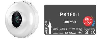 Ventilátor PRIMA KLIMA s termostatem - 160 mm 800m3/h