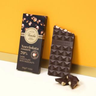 Venchi hořká čokoláda 70% s lískovými oříšky 100 g