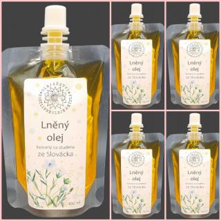 Lněný olej bez vzduchu| 57 % omega3  AIRLESS Objem: 5x100 ml, Materiál obalu: Sáček, Uzávěr: Víčko
