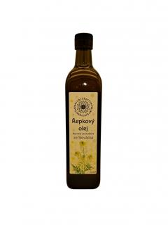 Řepkový olej  nerafinovaný!raw! Objem: 750 ml sklo, Materiál obalu: Zelené sklo, Uzávěr: Výlevka