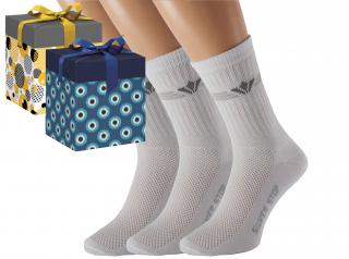 Dárkové balení 3 párů pracovních ponožek OTO Barva: Bílé, Velikost: EUR 39-41 (UK 6-7), Zvolte variantu dárkového balení: Modrá s oky
