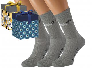 Dárkové balení 3 párů pracovních ponožek OTO Barva: Světle šedé, Velikost: EUR 39-41 (UK 6-7), Zvolte variantu dárkového balení: Modrá s oky