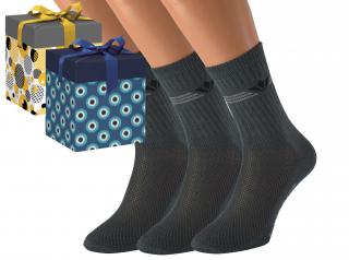 Dárkové balení 3 párů pracovních ponožek OTO Barva: Tmavě šedé, Velikost: EUR 36-38 (UK 4-5), Zvolte variantu dárkového balení: Modrá s oky