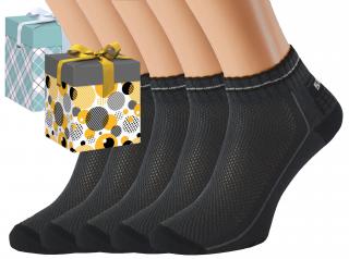 Dárkové balení 5 párů zdravotních ponožek EMIL Barva: Tmavě šedé, Velikost: EUR 43-45 (UK 9-10), Zvolte variantu dárkového balení: Zlatá s kruhy