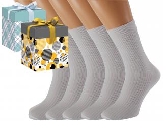 Dárkové balení 5 párů zdravotních ponožek LUKÁŠ Barva: Bílé, Velikost: EUR 36-38 (UK 4-5), Zvolte variantu dárkového balení: Zlatá s kruhy