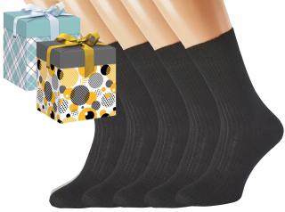 Dárkové balení 5 párů zdravotních ponožek LUKÁŠ Barva: Černé, Velikost: EUR 36-38 (UK 4-5), Zvolte variantu dárkového balení: Zlatá s kruhy