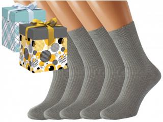 Dárkové balení 5 párů zdravotních ponožek LUKÁŠ Barva: Světle šedé, Velikost: EUR 36-38 (UK 4-5), Zvolte variantu dárkového balení: Zlatá s kruhy