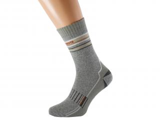 Turistické ponožky TREK Barva: Světle šedé s béžovým pruhem, Velikost: EUR 36-38 (UK 4-5)
