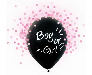 Balónky BOY OR GIRL s růžovými konfetami 4ks