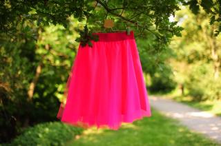 Tylová tutu sukně růžová neon PLUS SIZE