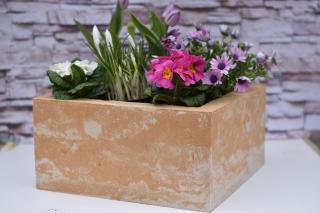 Venkovní kamenný květináč - 40x40x20 cm hladký