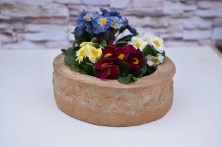 Venkovní kamenný květináč - kruh 31x10 cm