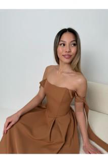 Šaty CELINE MIDI karamelově hnědé VELIKOST: XS