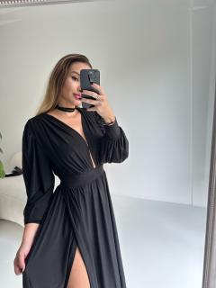 Šaty Charlotte MIDI černé shine VELIKOST: XS/S