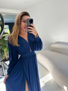 Šaty Charlotte MIDI tmavě modré shine VELIKOST: M/L