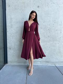 Šaty Charlotte midi vínové shine VELIKOST: XS/S