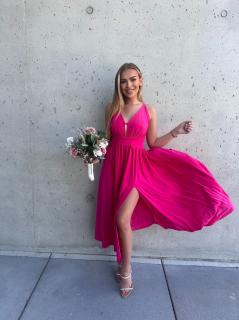 Šaty LOUIS MIDI hot pink shine VELIKOST: UNI(XS-M)