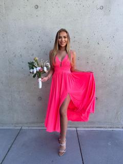 Šaty LOUIS MIDI neon pink shine VELIKOST: UNI(XS-M)