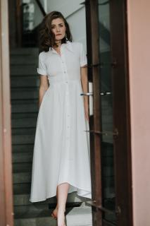 Anemone dlouhé košilové šaty s krátkým rukávem bílá jemná květina Velikost: 36/S