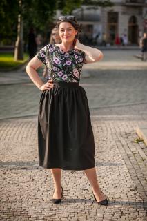 Paeonia dlouhá řasená sukně s podšívkou černá Velikost: 34