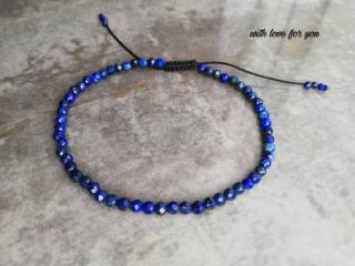 lapis lazuli obvod zápěstí žena: velký 17,5-18,5 cm