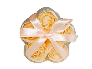 Accentra  - Mýdlové květy krémové růže v krabičce ve tvaru květiny  Mýdlové květy růže 5x3 g