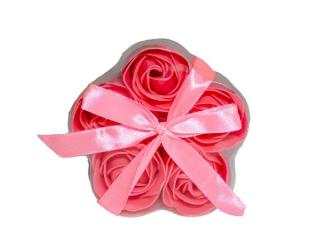Accentra  - Mýdlové květy růžové růže v krabičce ve tvaru květiny  Mýdlové květy růže 5x3 g
