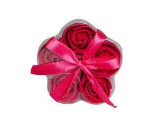 Accentra - Mýdlové květy tmavě růžové růže v krabičce ve tvaru květiny  Mýdlové květy růže 5x3 g