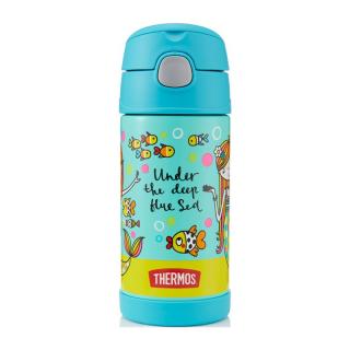 Dětská nerezová termolahev s brčkem Mořská panna 355 ml
