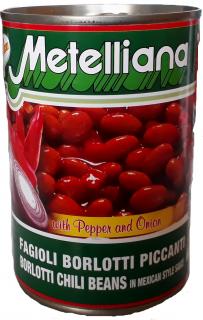 Zeleninové sterilované konzervy Druh: Chilli fazole v mexické omáčce