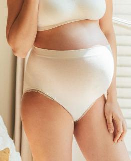 Cache Coeur Organic Bezešvé těhotenské kalhotky s vysokým pasem smetanové Velikost: L